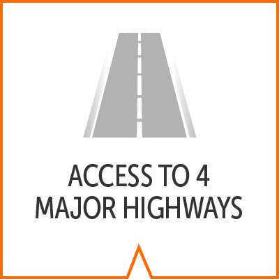 icon reads access to 4 major highways