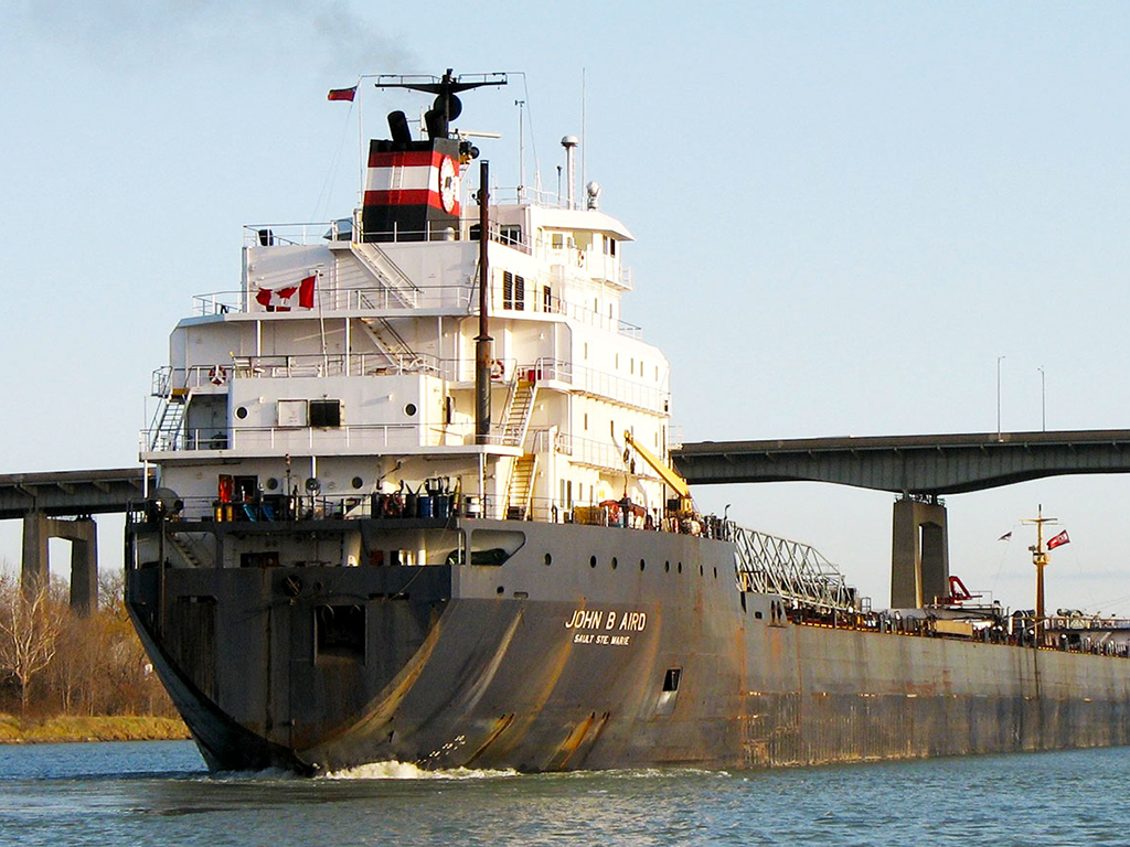 Ship on the Welland Canal, just north of Skyway bridge