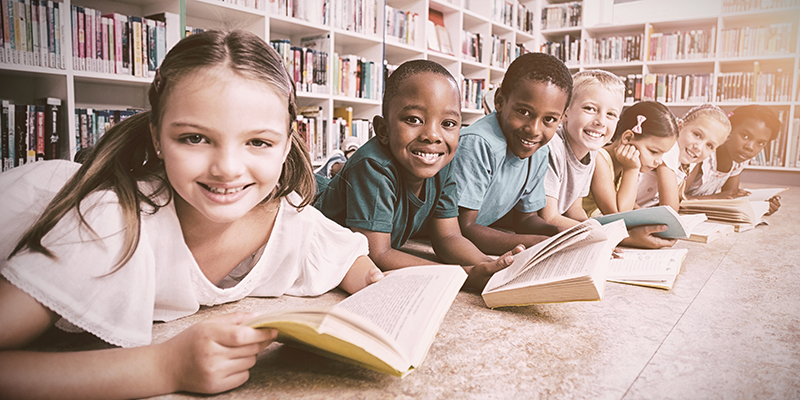 image of children with books