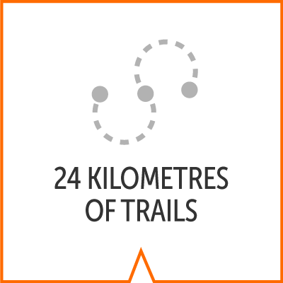 icon reads 24 kilometres of trails