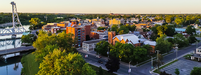 aerial view of downtown Welland