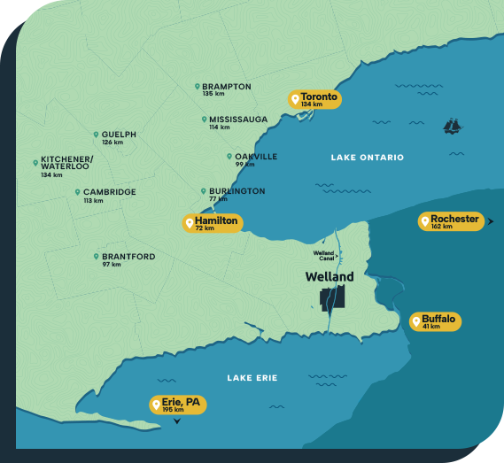 Map of Welland